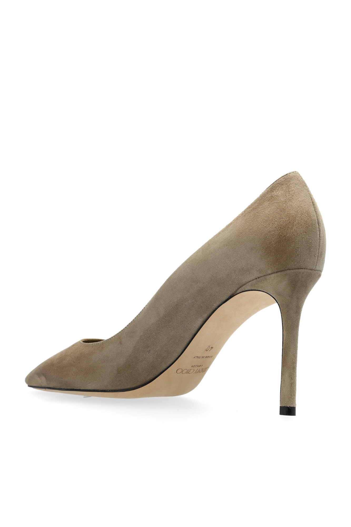 JIMMY CHOO ベージュ スエード スタッツ　ハイヒール 36.5 Ballet Pink Suede Pointed Pumps with JC Emblem | LOVE 65